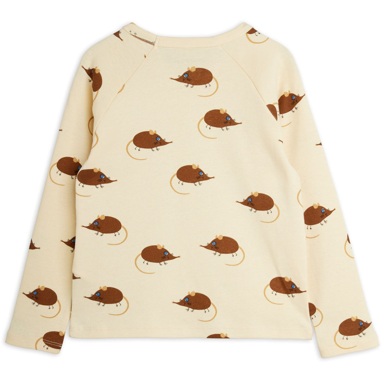 Mini Rodini Beige Elephant Shrew AOP Ls Tee