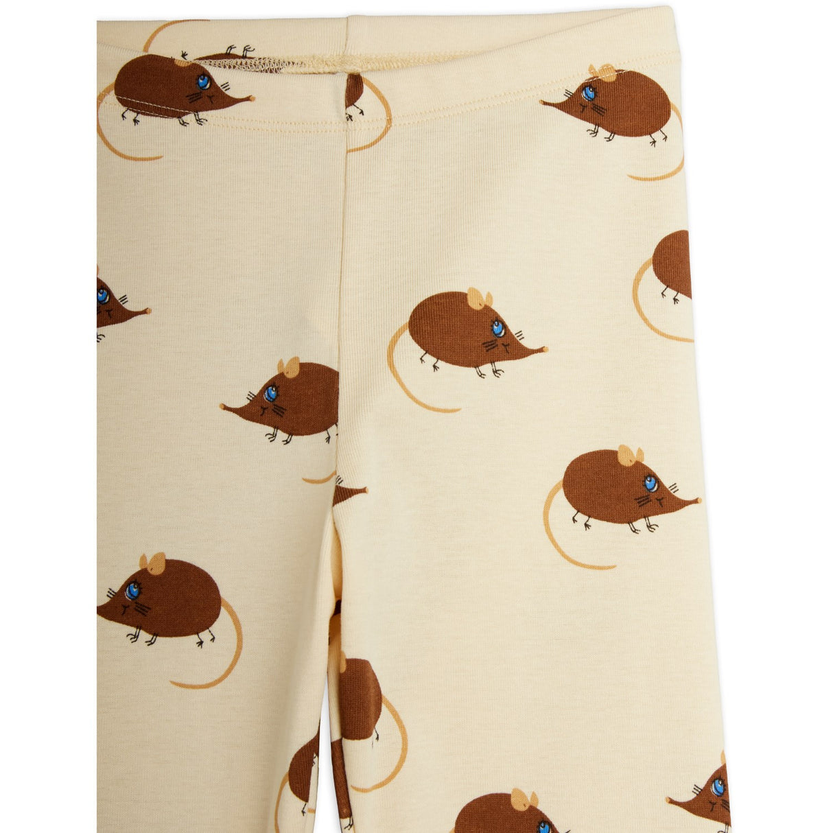 Mini Rodini Beige Elephant Shrew AOP Leggings