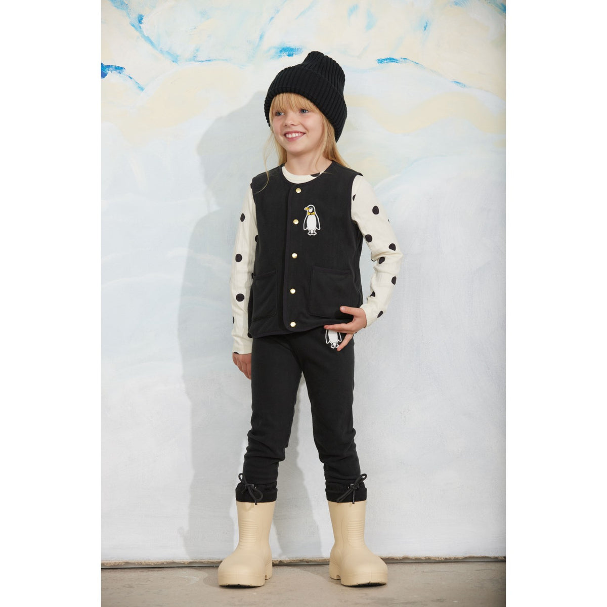 Mini Rodini Black Penguin Patch Microfleece Väst