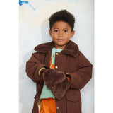 Mini Rodini Brown Quiltad Nylon Parka Med Faux Päls Krage