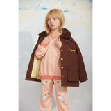 Mini Rodini Brown Quiltad Nylon Parka Med Faux Päls Krage