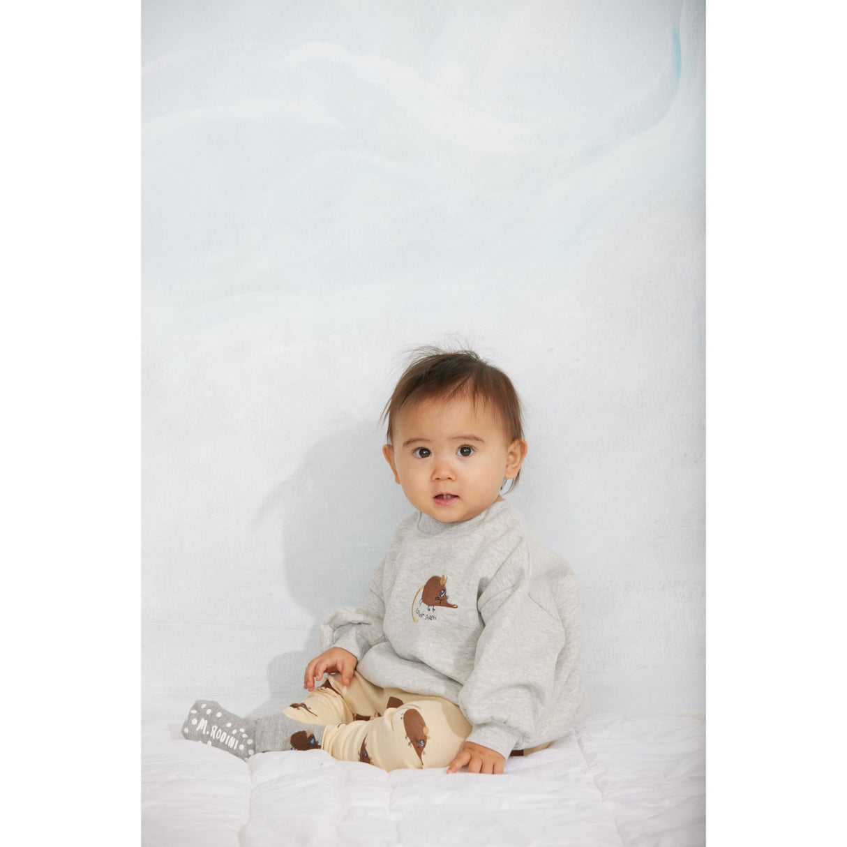 Mini Rodini Grey Melange Elephant Shrew Emb Sweatshirt