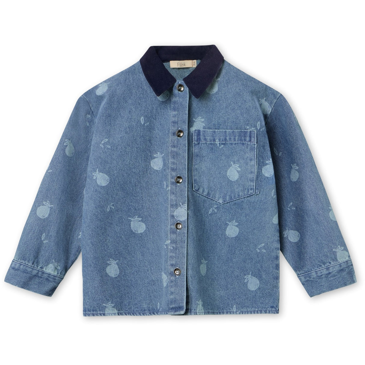 Fliink Medium Blue Aop Don Denim Skjorta