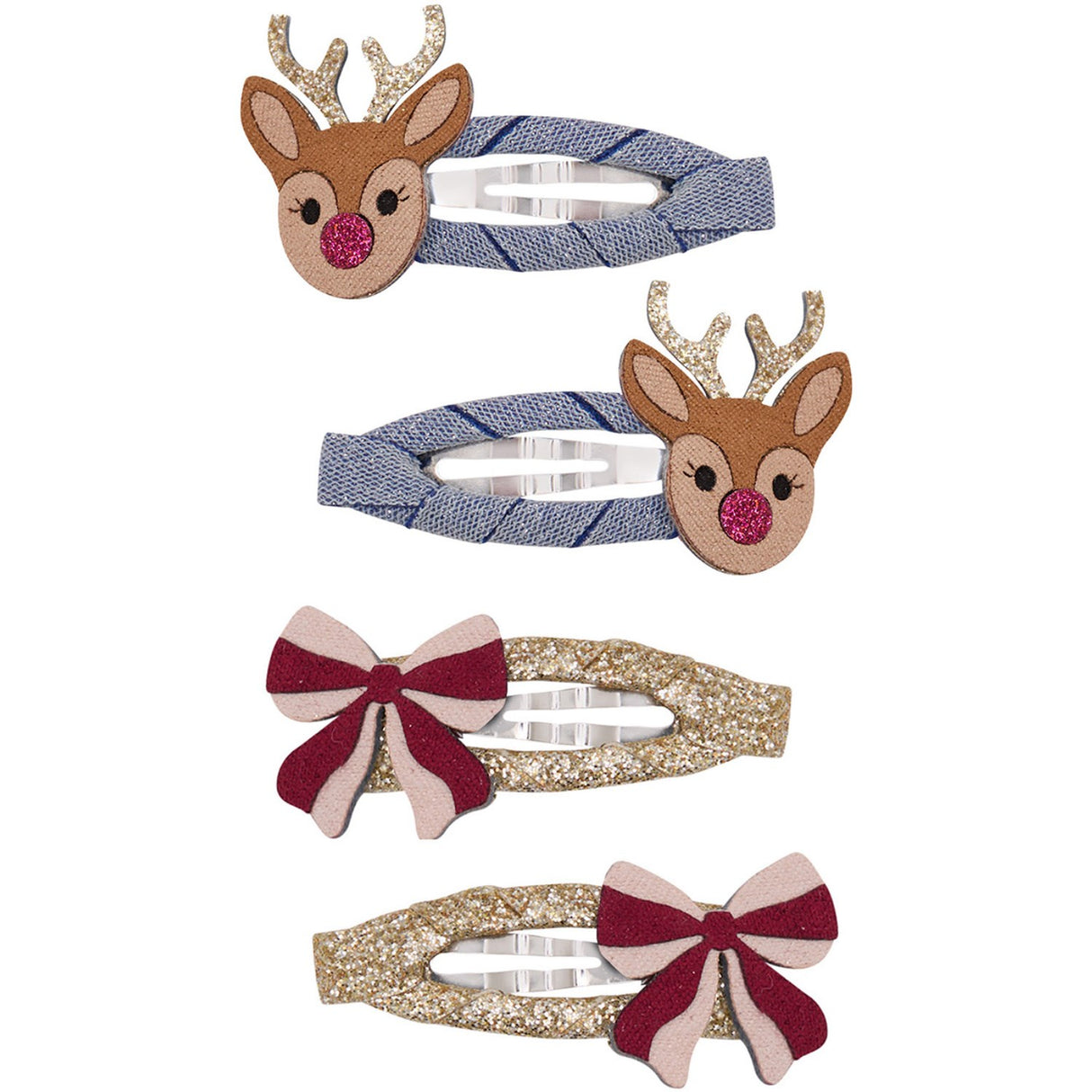 Mimi & Lula 4 Hårklämmor - Rudolph And Bow Christmas