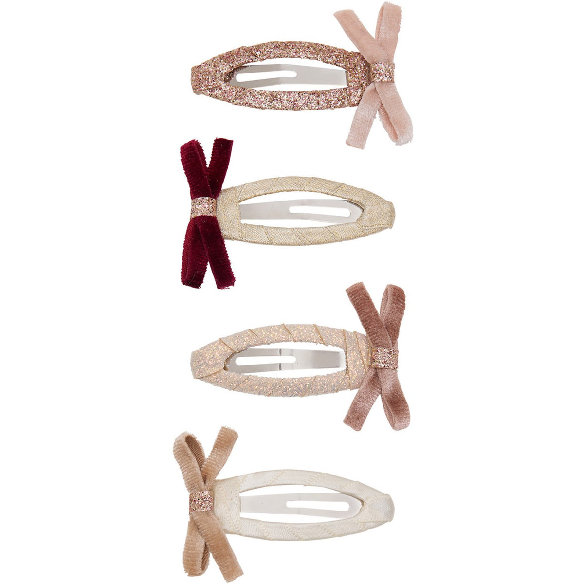 Mimi & Lula 4 Hårklämmor - Skinny Velvet Bow