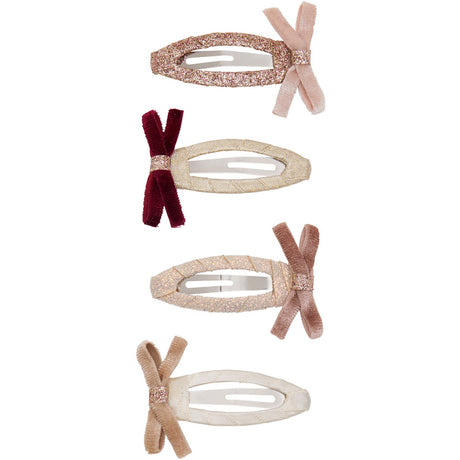 Mimi & Lula 4 Hårklämmor - Skinny Velvet Bow