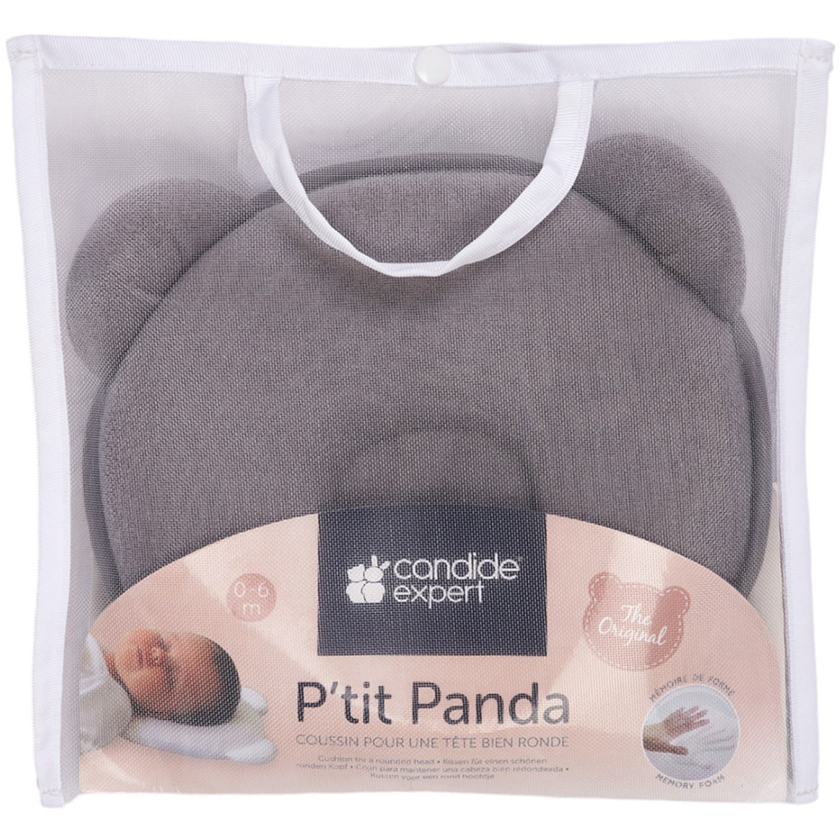 Candide Grey Panda Baby Kudde