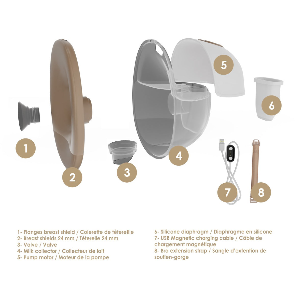 bblüv White/Beige Portable Elektrisk Dubbel Breast Pump Med Heating