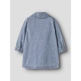 Name It Light Blue Denim Flower Emb Nmfpiper Ls Dnm Klänning 3614-Za