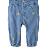 Name It Medium Blue Denim Sunflower Emb Nbfrose Shaped R Emb Jeans 2232-Yb