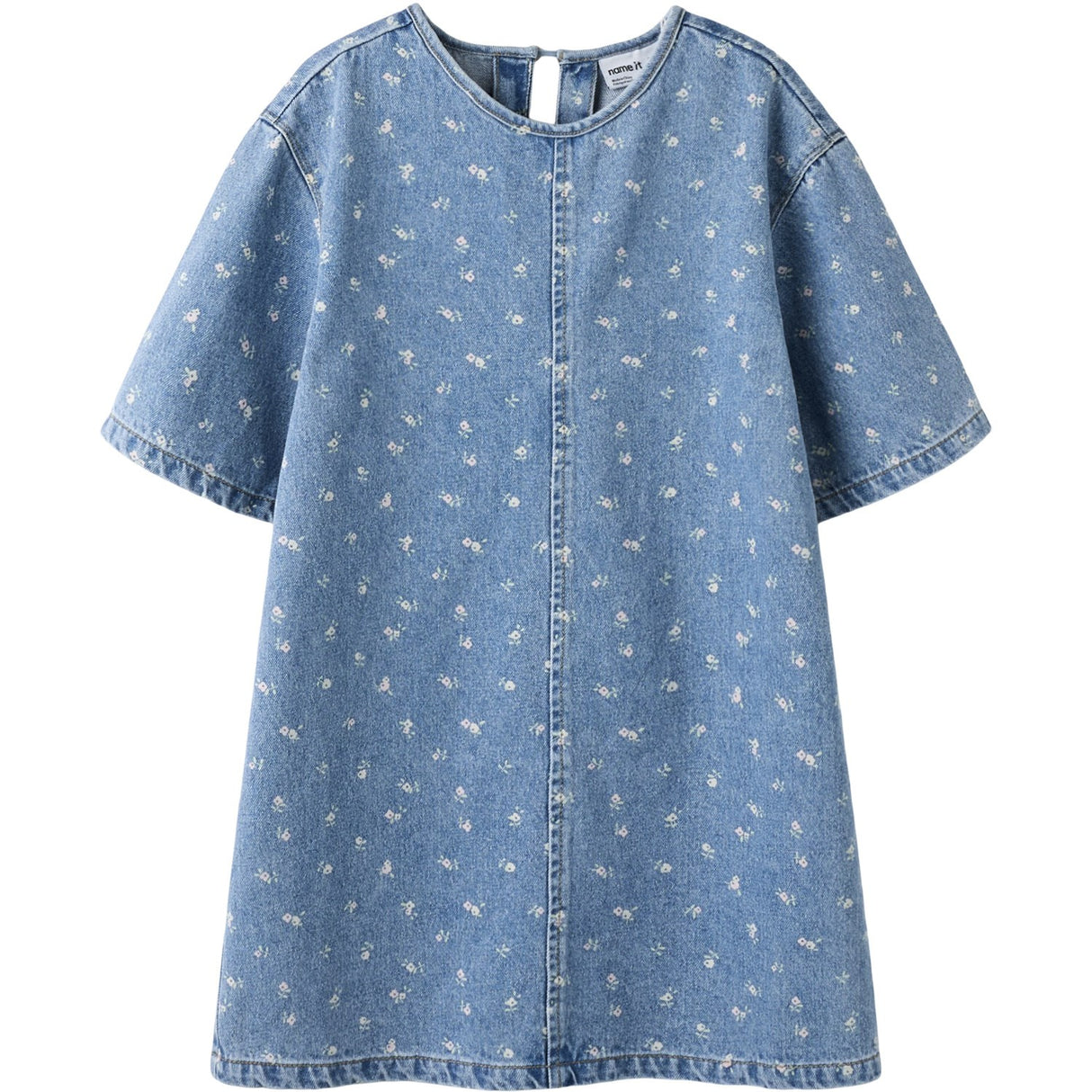 Name It Light Blue Denim Flower Aop Nkfpsilla Dnm Aop Ss Klänning 2121-Im