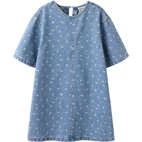 Name It Light Blue Denim Flower Aop Nkfpsilla Dnm Aop Ss Klänning 2121-Im
