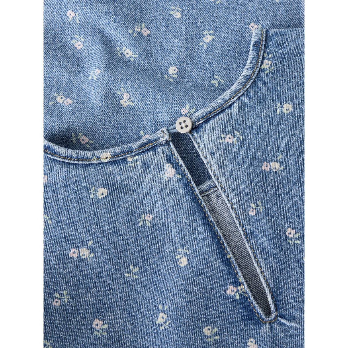 Name It Light Blue Denim Flower Aop Nkfpsilla Dnm Aop Ss Klänning 2121-Im