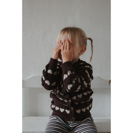 Petit Piao Huckleberry Heart Aop Ppelia Stickad Cardigan