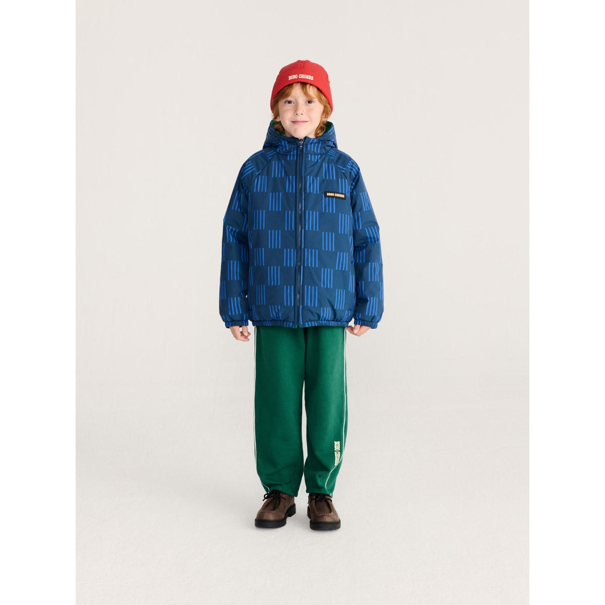 Bobo Choses Navy Blue Almost Moiré All Över Vändbar Anorak