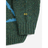 Bobo Choses Dark Green Pixel Abduction Jacquard Jumper