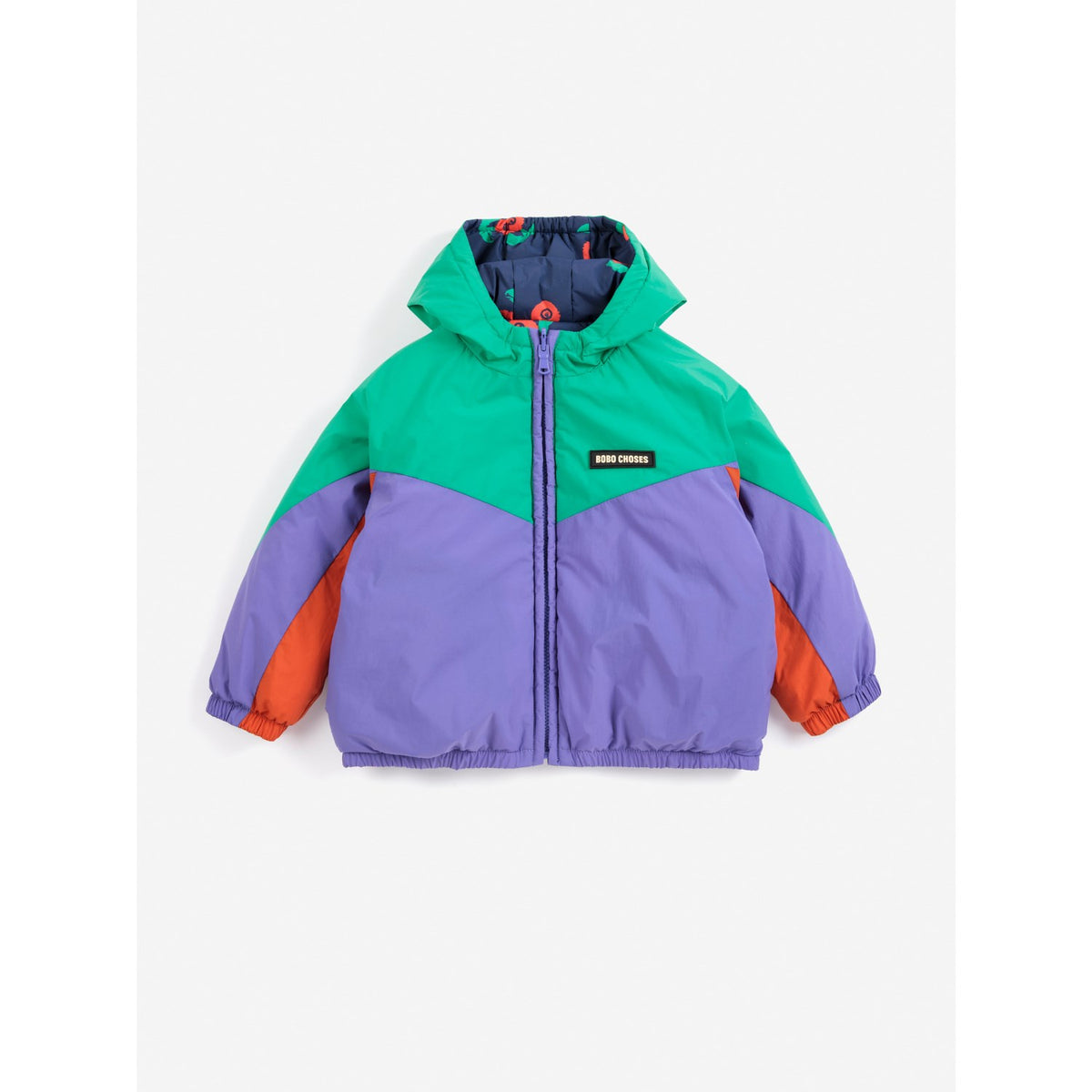 Bobo Choses Navy Blue Stamp Bloom All Över Vändbar Anorak