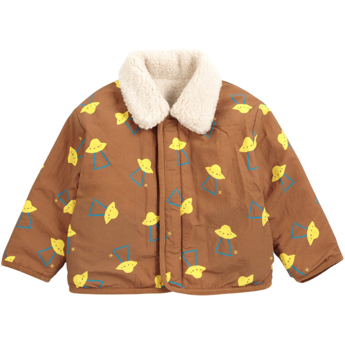 Bobo Choses Brown Pixel Abduction Sheepskin Vändbar Jacka