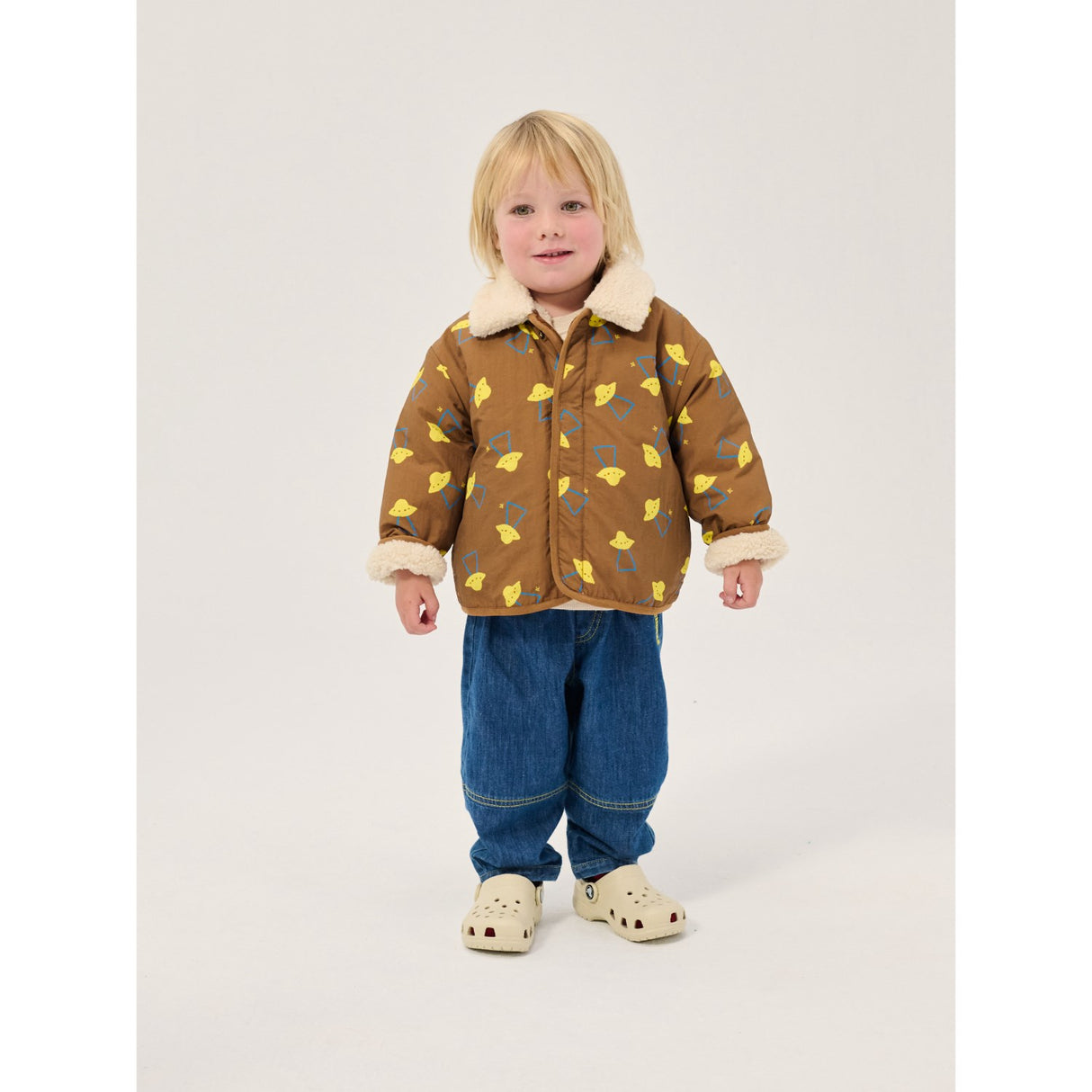 Bobo Choses Brown Pixel Abduction Sheepskin Vändbar Jacka
