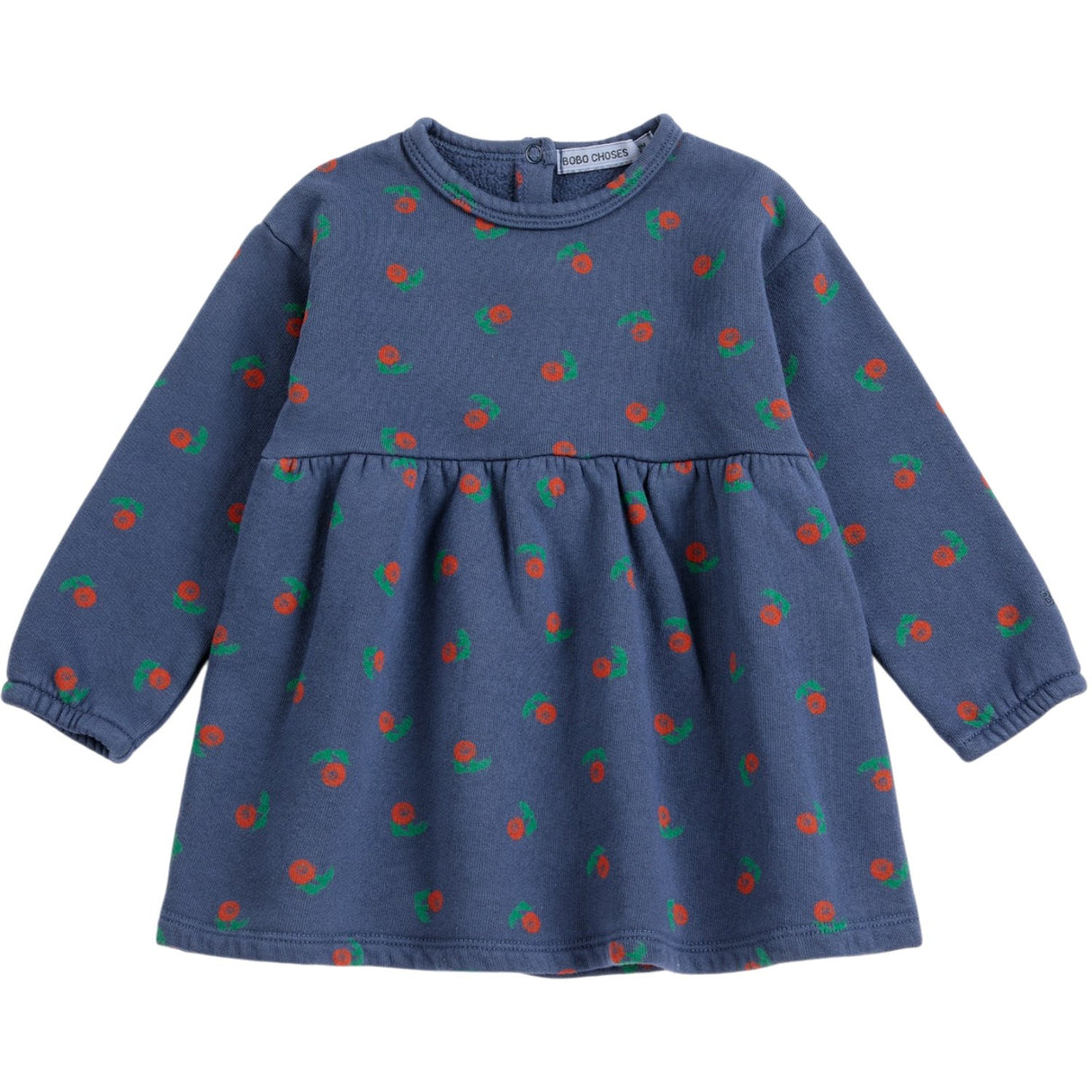 Bobo Choses Navy Blue Stamp Bloom All Över Fleece Klänning