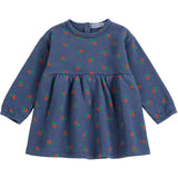Bobo Choses Navy Blue Stamp Bloom All Över Fleece Klänning