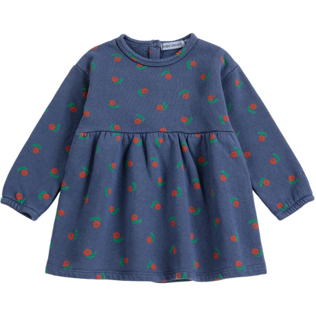 Bobo Choses Navy Blue Stamp Bloom All Över Fleece Klänning