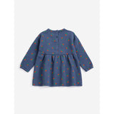 Bobo Choses Navy Blue Stamp Bloom All Över Fleece Klänning
