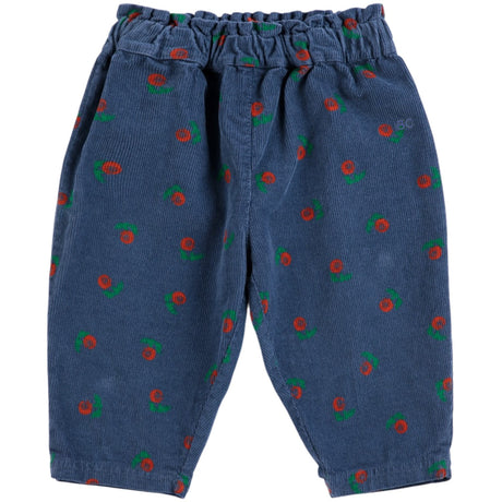 Bobo Choses Navy Blue Stamp Bloom All Över Corduroy Byxor