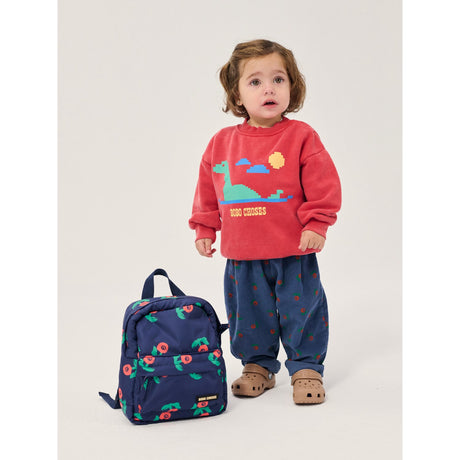 Bobo Choses Navy Blue Stamp Bloom All Över Corduroy Byxor