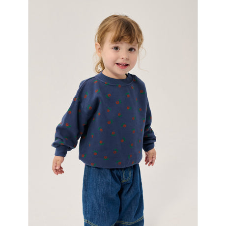 Bobo Choses Navy Blue Stamp Bloom All Över Sweatshirt