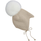 Huttelihut Off-White Bonnet Ull Stickad Alpaca Pompom