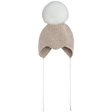 Huttelihut Off-White Bonnet Ull Stickad Alpaca Pompom
