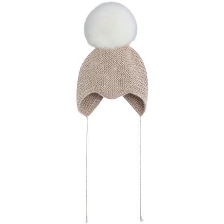 Huttelihut Off-White Bonnet Ull Stickad Alpaca Pompom