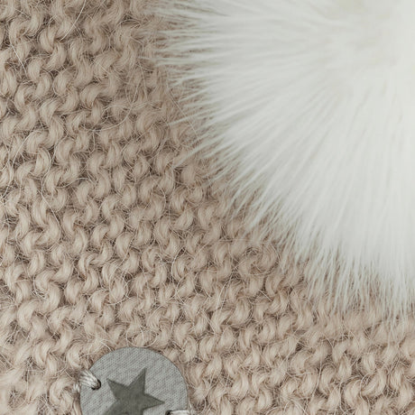 Huttelihut Off-White Bonnet Ull Stickad Alpaca Pompom