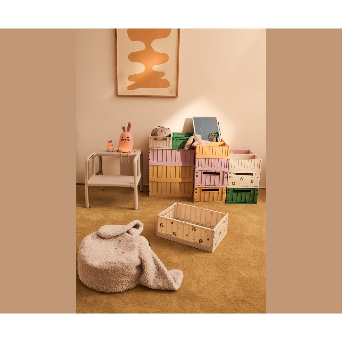 LIEWOOD Peach / Sea Shell Weston Printed Förvaring Låda M 2-pack