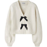 Name It Antique White Black Bow Nkfrina Ls Stickad Card Noos