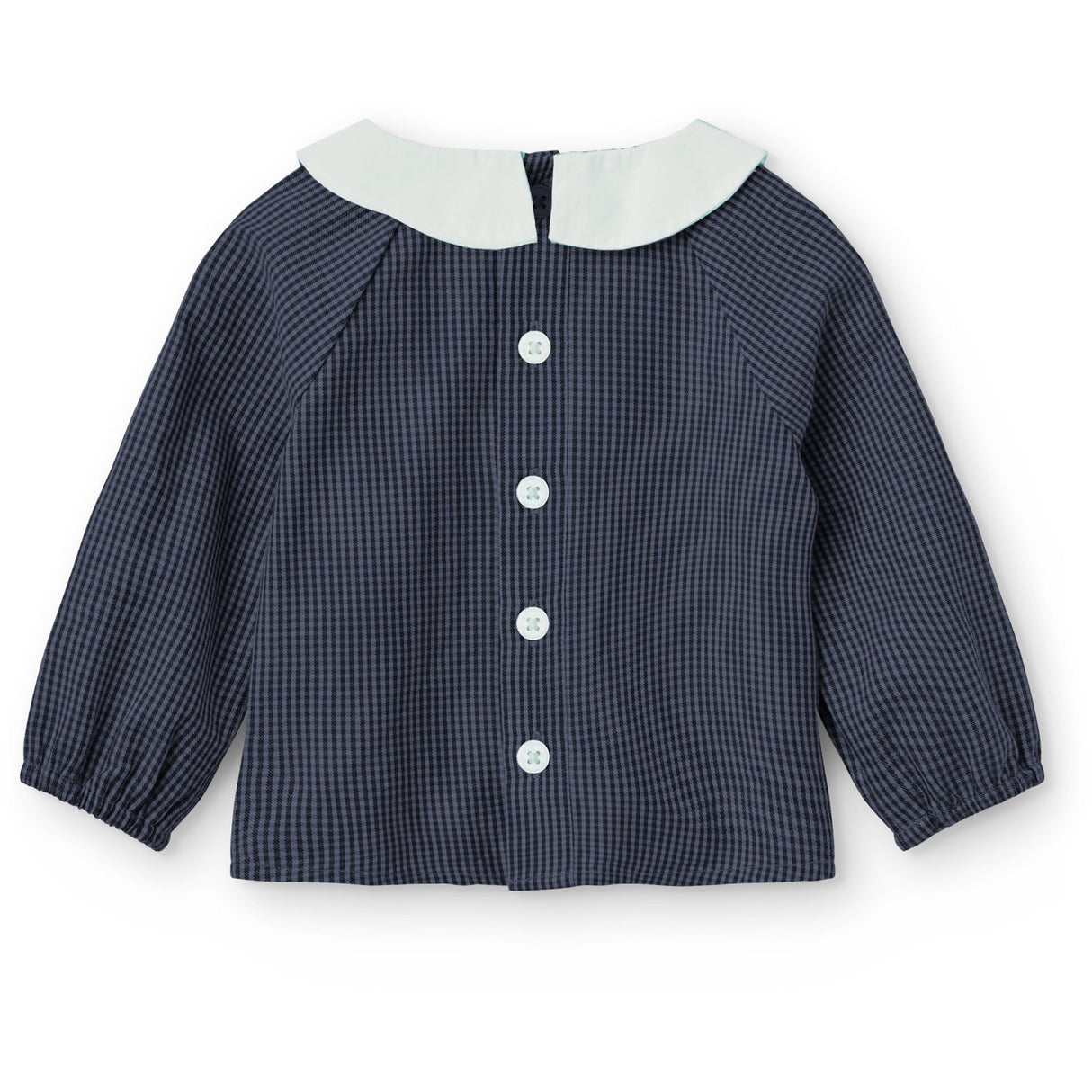 COPENHAGEN COLORS Brown Blue Check Comb. Checkered Baby Sett M/ Blus M/ Krage & Byxor