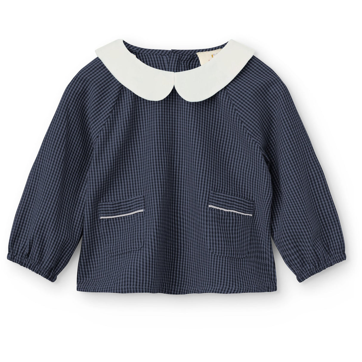 COPENHAGEN COLORS Brown Blue Check Comb. Checkered Baby Sett M/ Blus M/ Krage & Byxor
