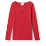 COPENHAGEN COLORS Red Modal Rib Ls Tee M/ Heart Hole Pattern