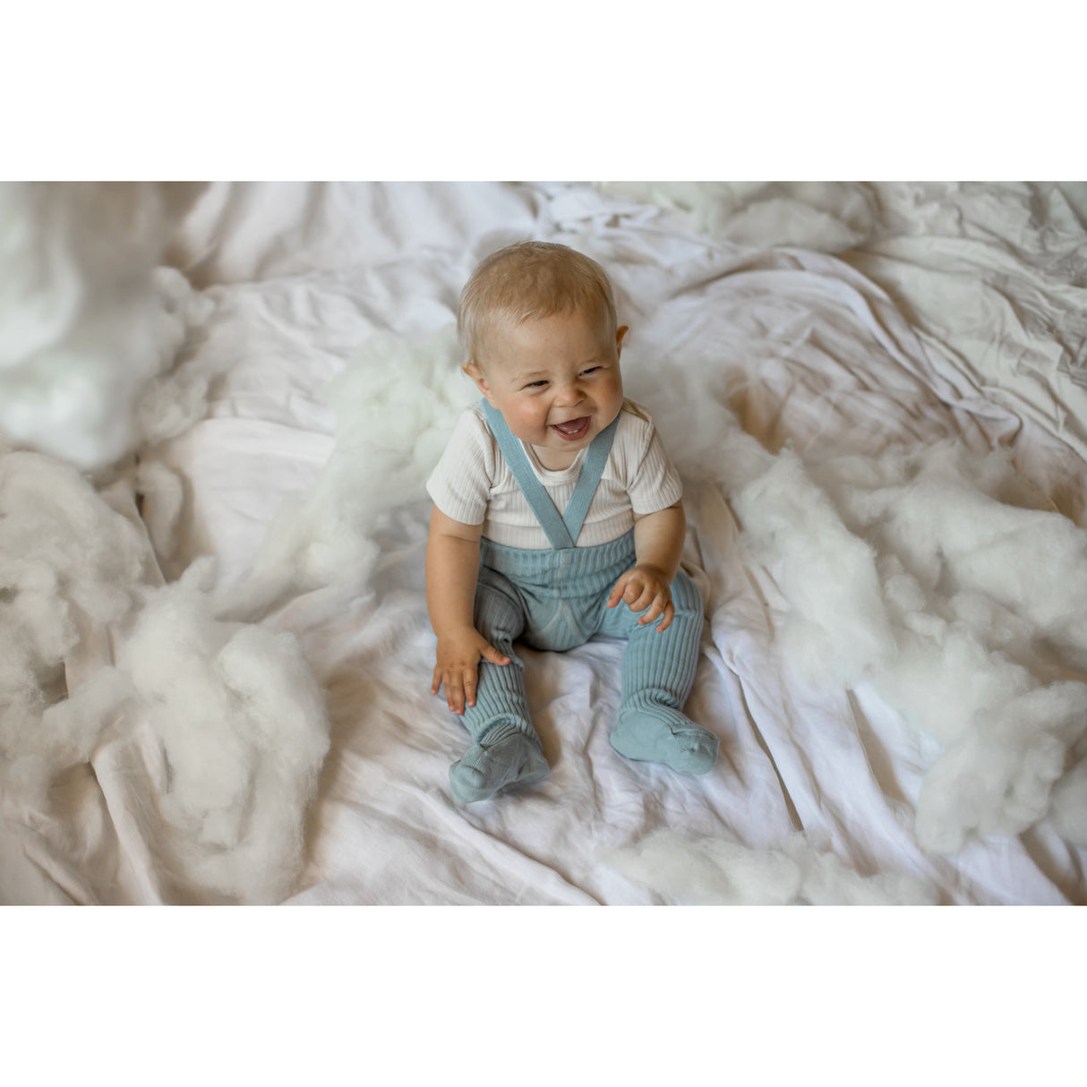 Silly Silas Hippy Footed Strumpbyxar Med Braces Misty Blue