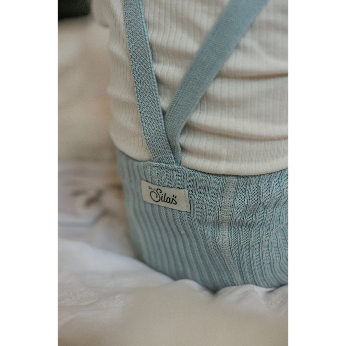 Silly Silas Hippy Footed Strumpbyxar Med Braces Misty Blue