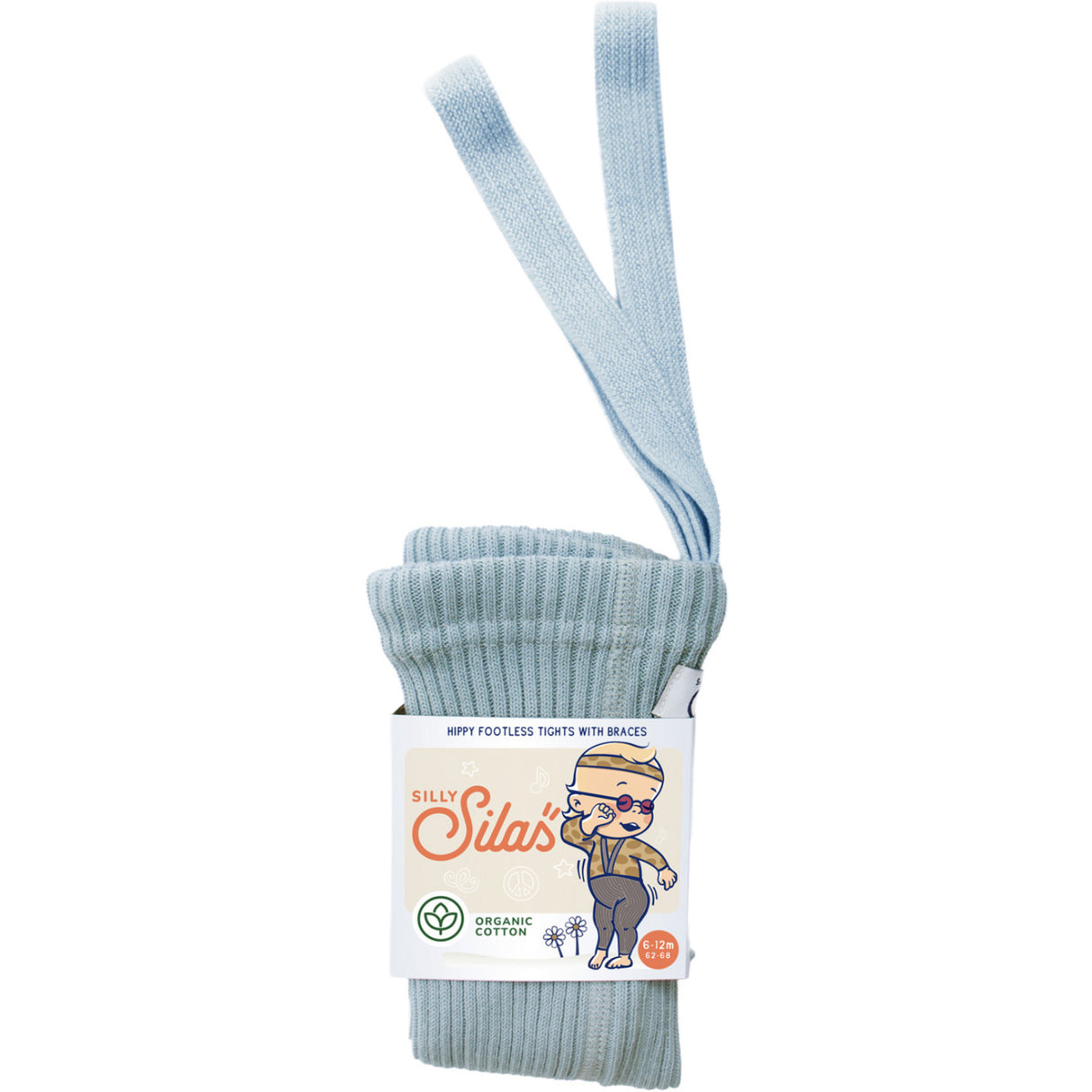 Silly Silas Hippy Footless Strumpbyxar Med Braces Misty Blue