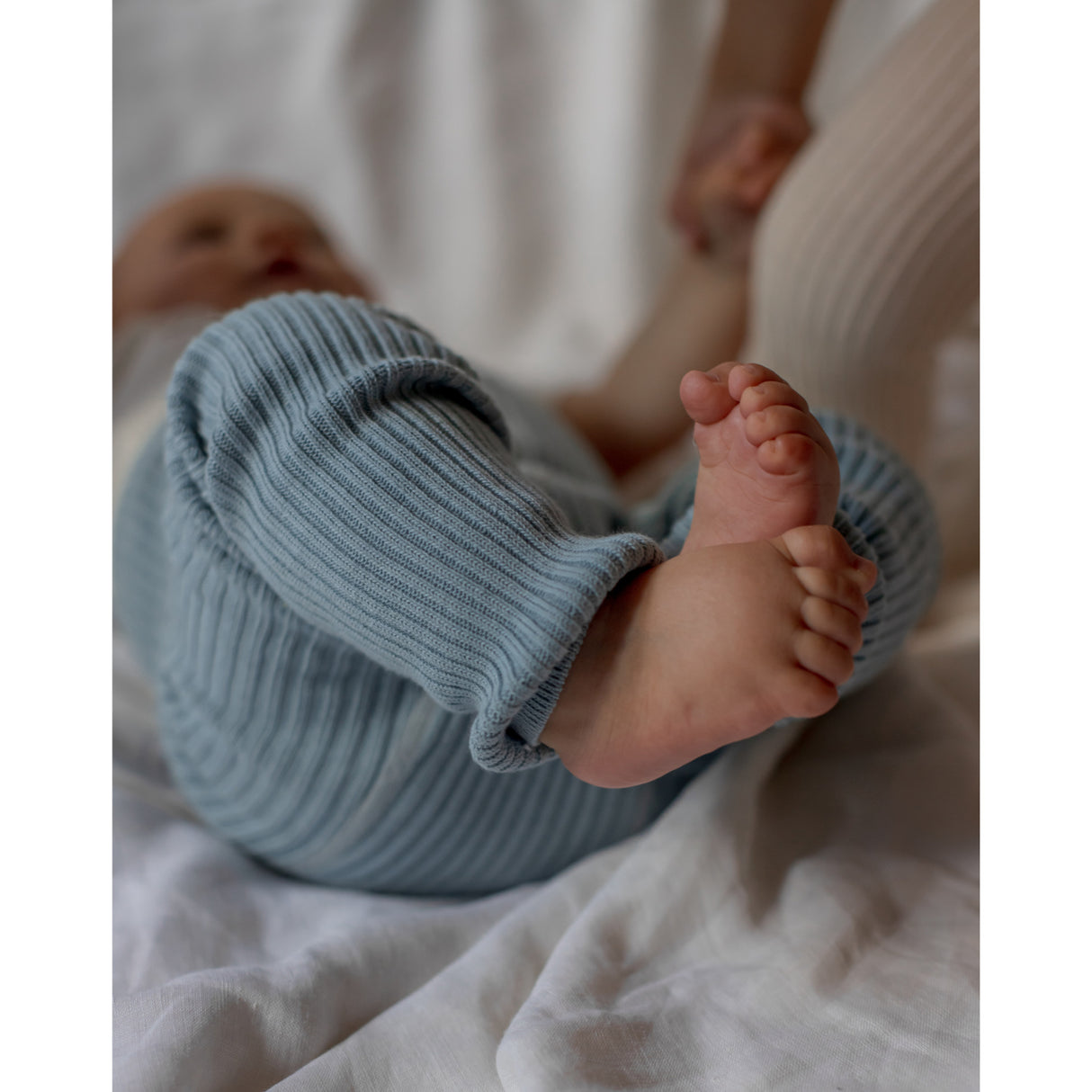 Silly Silas Hippy Footless Strumpbyxar Med Braces Misty Blue
