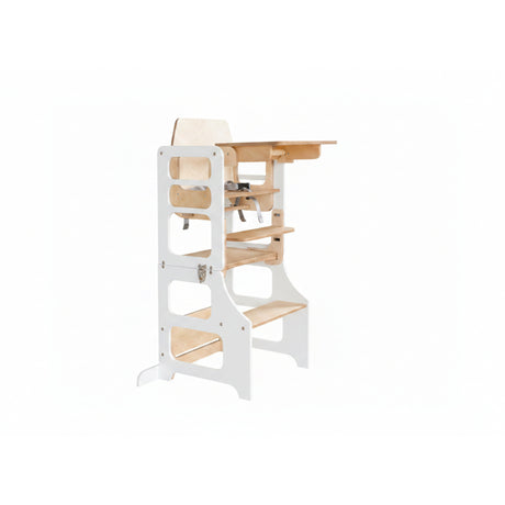 Duck Woodworks White Foldbar EC Kitchen Tower Med Højt Stol Addon Sett