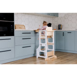 Duck Woodworks White Foldbar EC Kitchen Tower Med Højt Stol Addon Sett