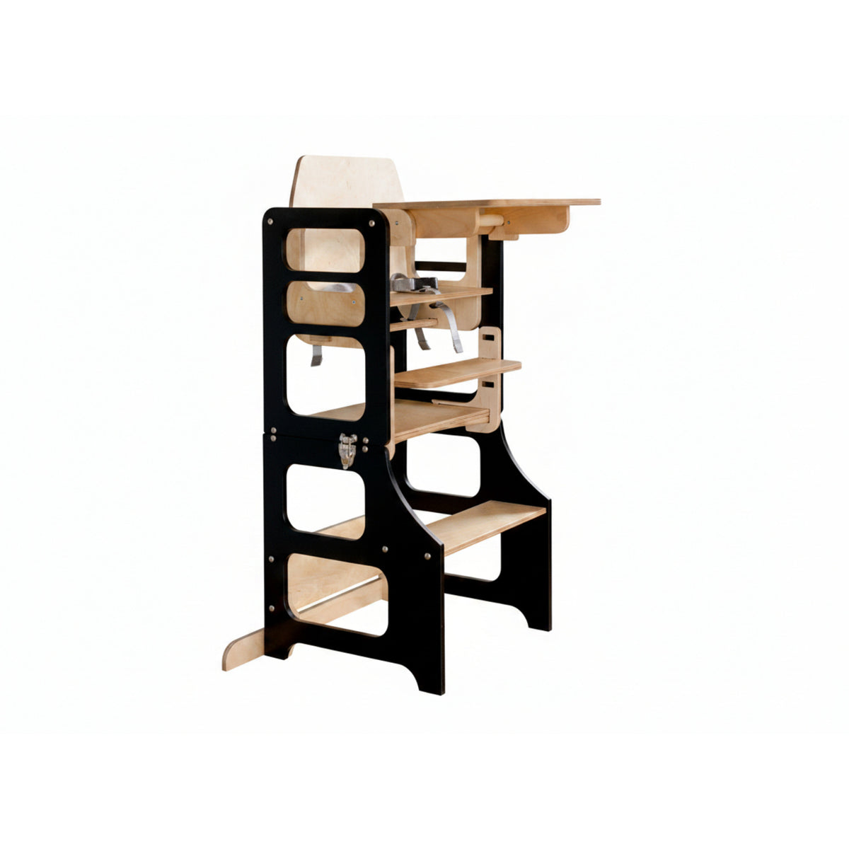 Duck Woodworks Black Foldbar EC Kitchen Tower Med Højt Stol Addon Sett