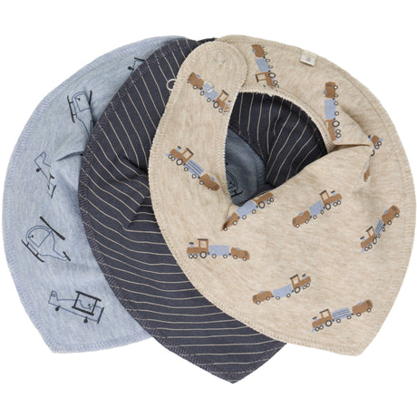 Pippi Blue Fog Bandana Haklapp Boy -Aop (3-Pack)