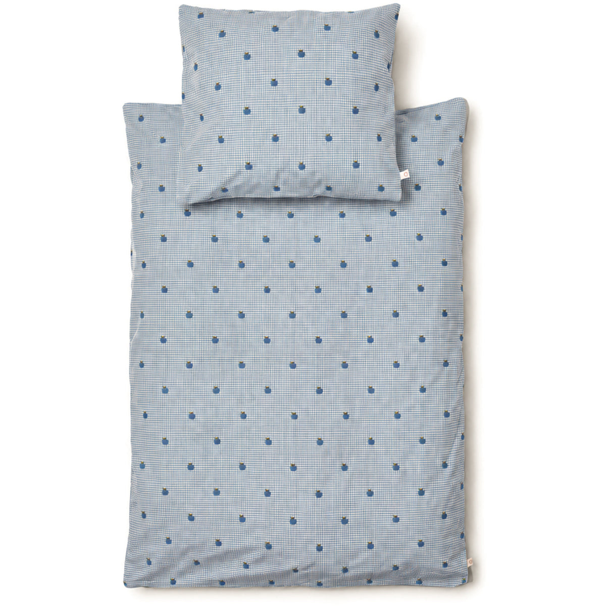 Flöss Light Blue Apple Gingham Ellis Täcke + Kudde Baby