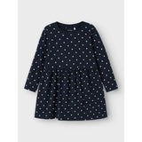Name It Dark Sapphire Dots Aop In Bright White Nmfvivia Ls Klänning Noos