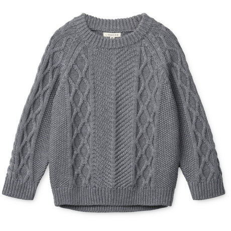 LIEWOOD Grey Melange Ari Bomull Stickad Jumper